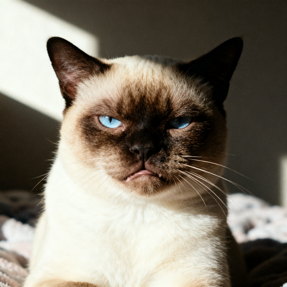 a real housecat with a permanent, furious scowl
